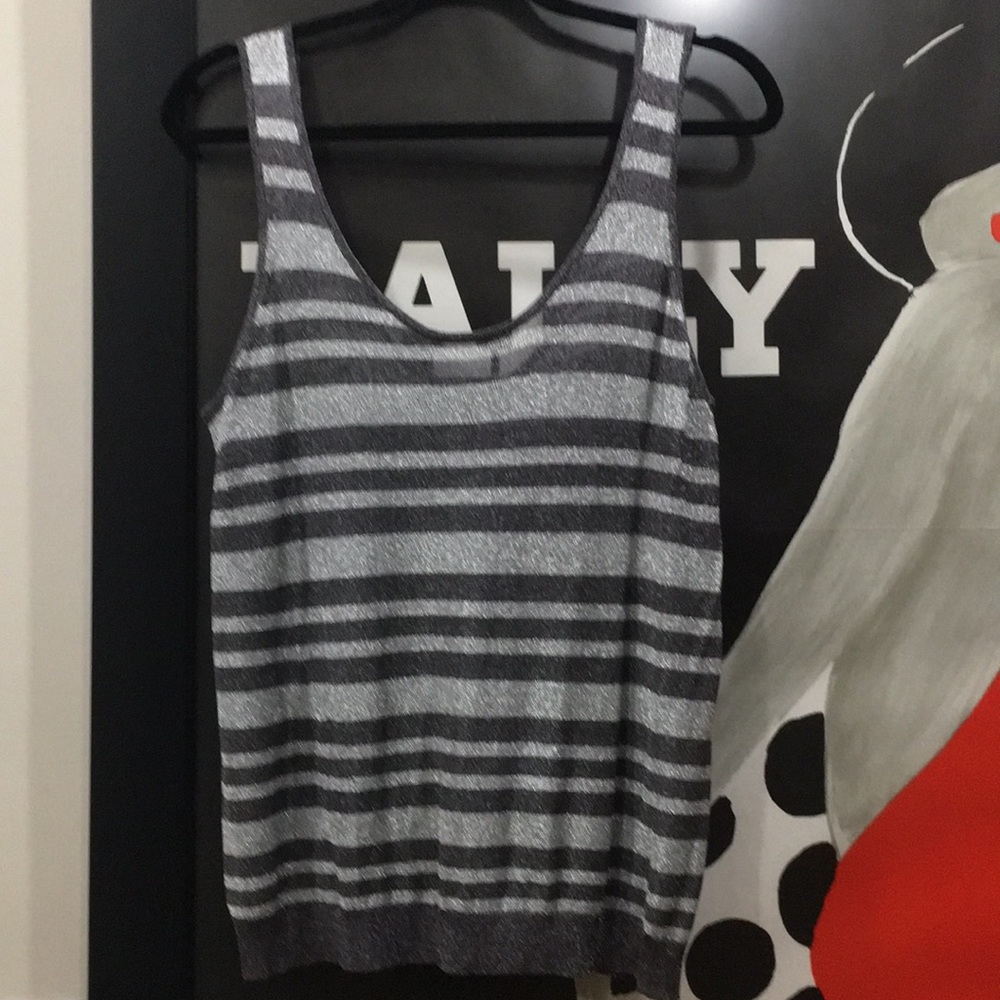 Rag & Bone metallic low scoop sweater tank.